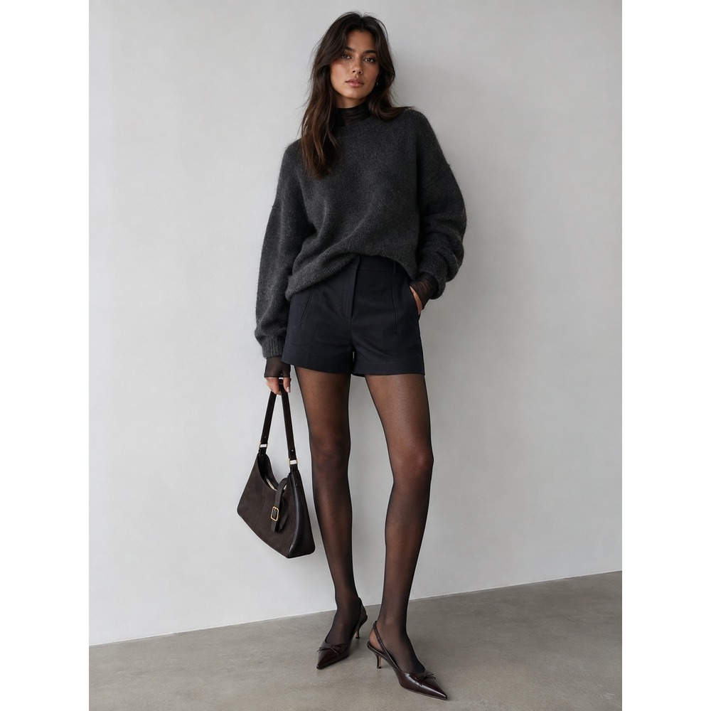 Balenciaga Black Cotton Silk Tailored Shorts Size 38 Small Made in Portugal